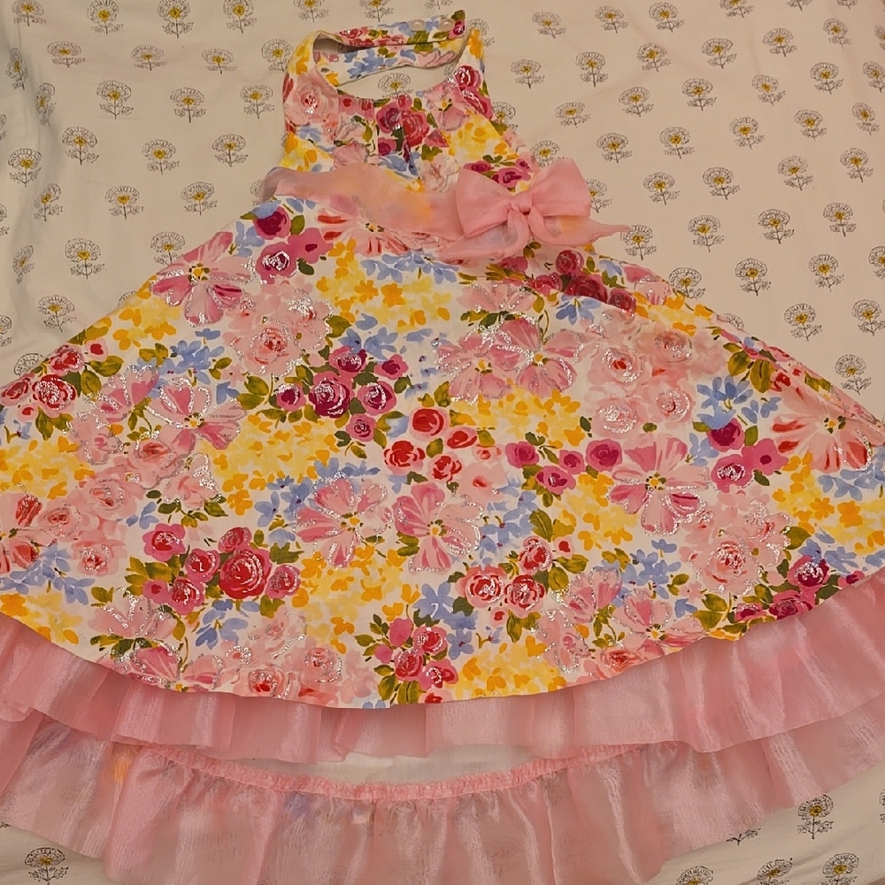 Jessica Ann Floral Kids Dress - Pink, Yellow, Blue